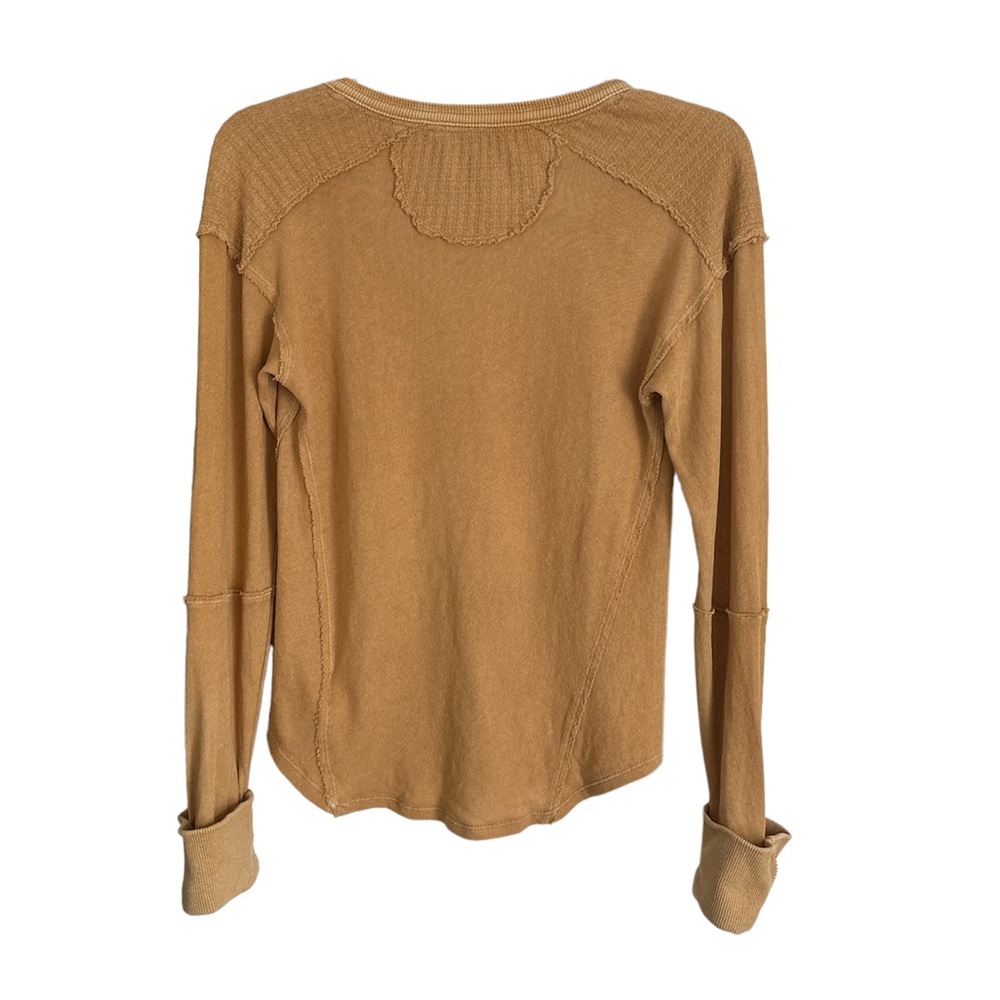 We the Free Long Sleeve Thermal Top V-Neck XS Small Mustard Yellow - Picture 2 of 5